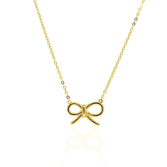 NWT Leah Ribbon Bow Necklace // 14kt Gold Vermeil - Picture 1 of 3